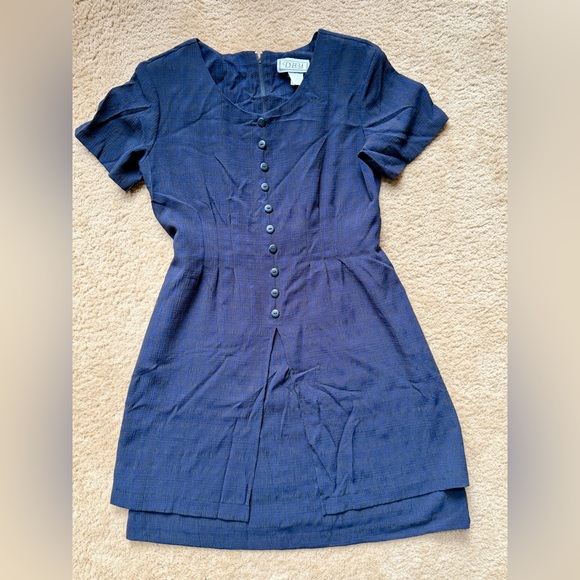 Dby Ltd. Dresses & Skirts - Vintage Navy and Black Plaid Button-Down Dress